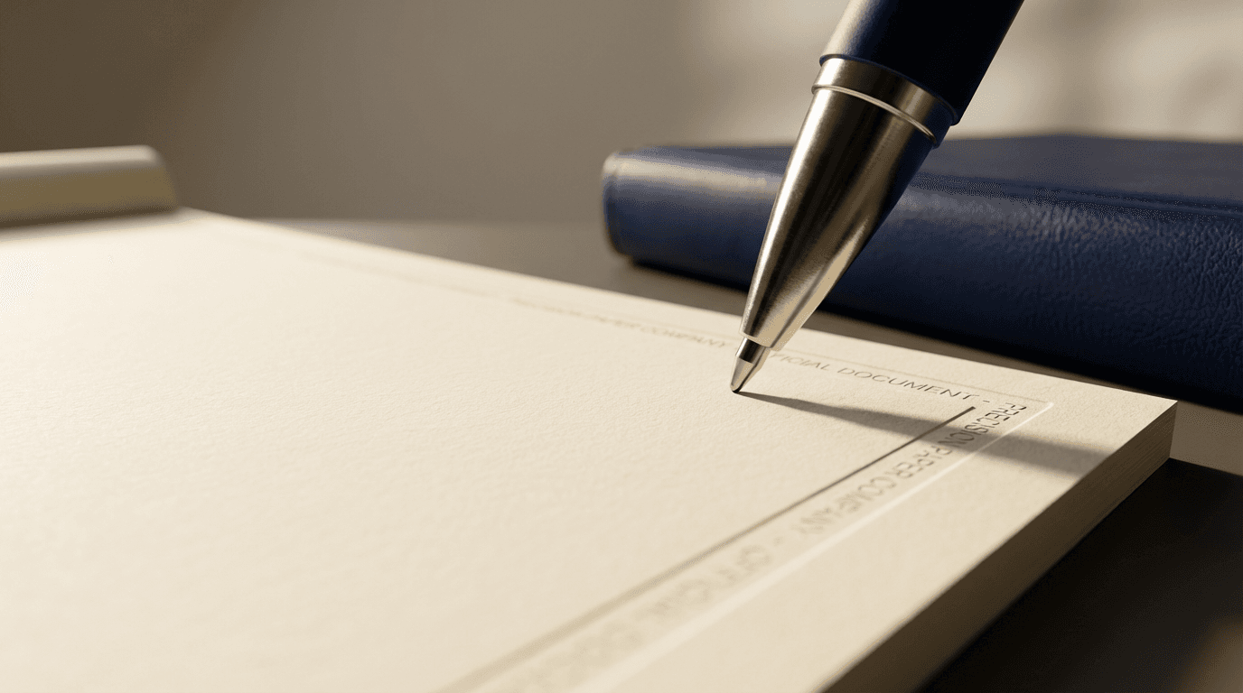 Finger tracing a line of small type on a legal document